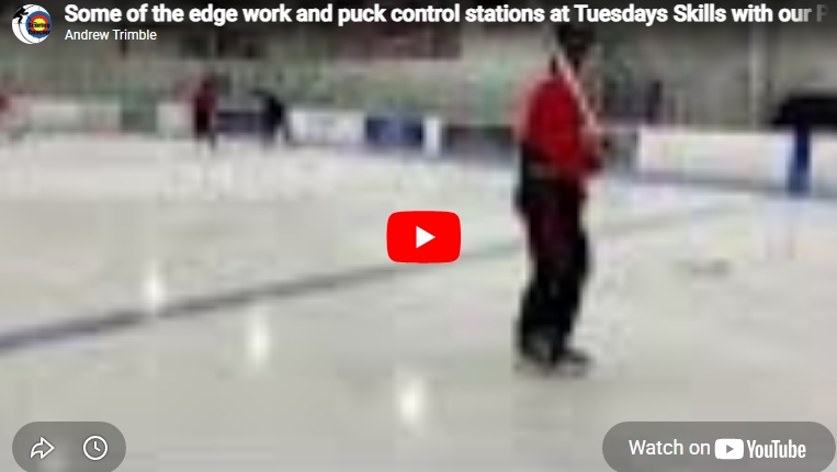 Some of the edge work and puck control stations at Tuesdays Skills with our Premier team.