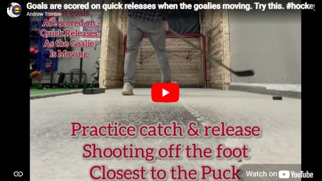 Goals are scored on quick releases when the goalies moving. Try this