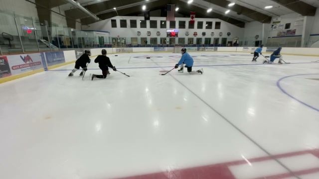 Simple 3 Player Puck Handling & Tight Turn Drill 🏒