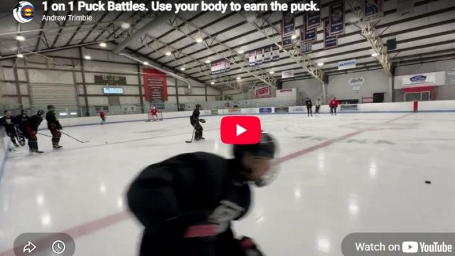 1 on 1 Puck Battles.  Use your body to earn the puck.