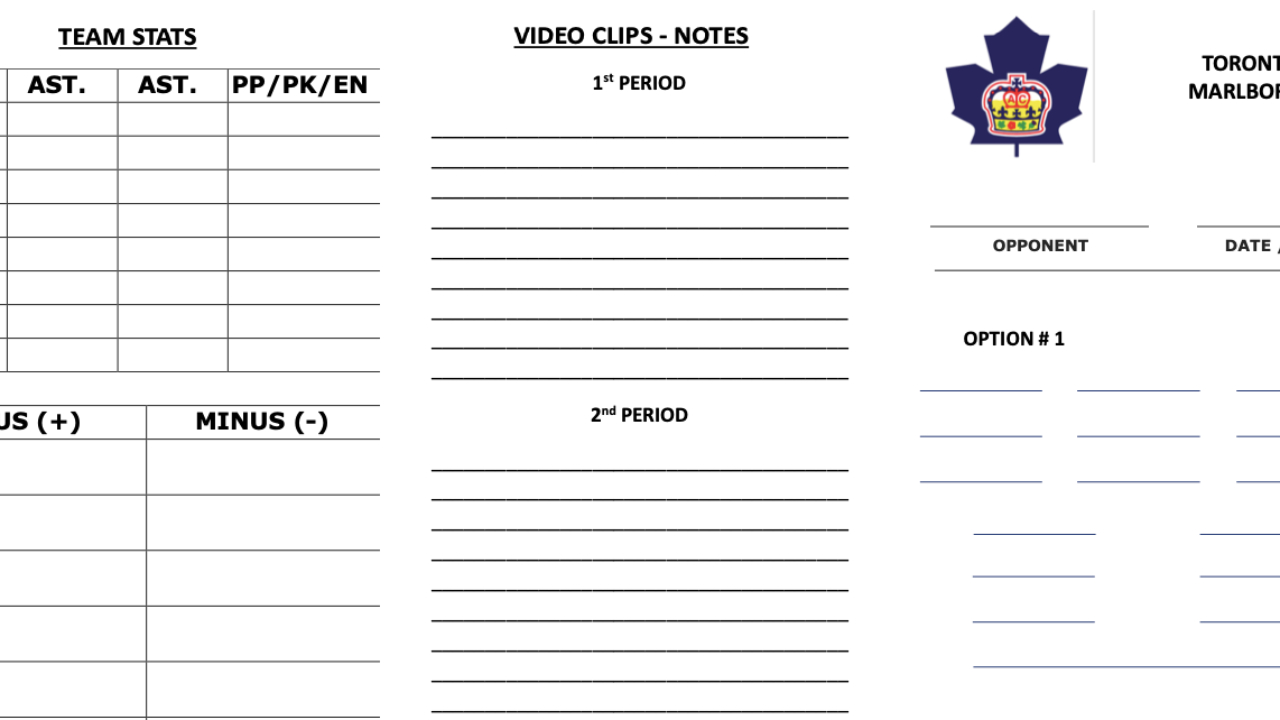 Toronto Marlboros - Bench Card