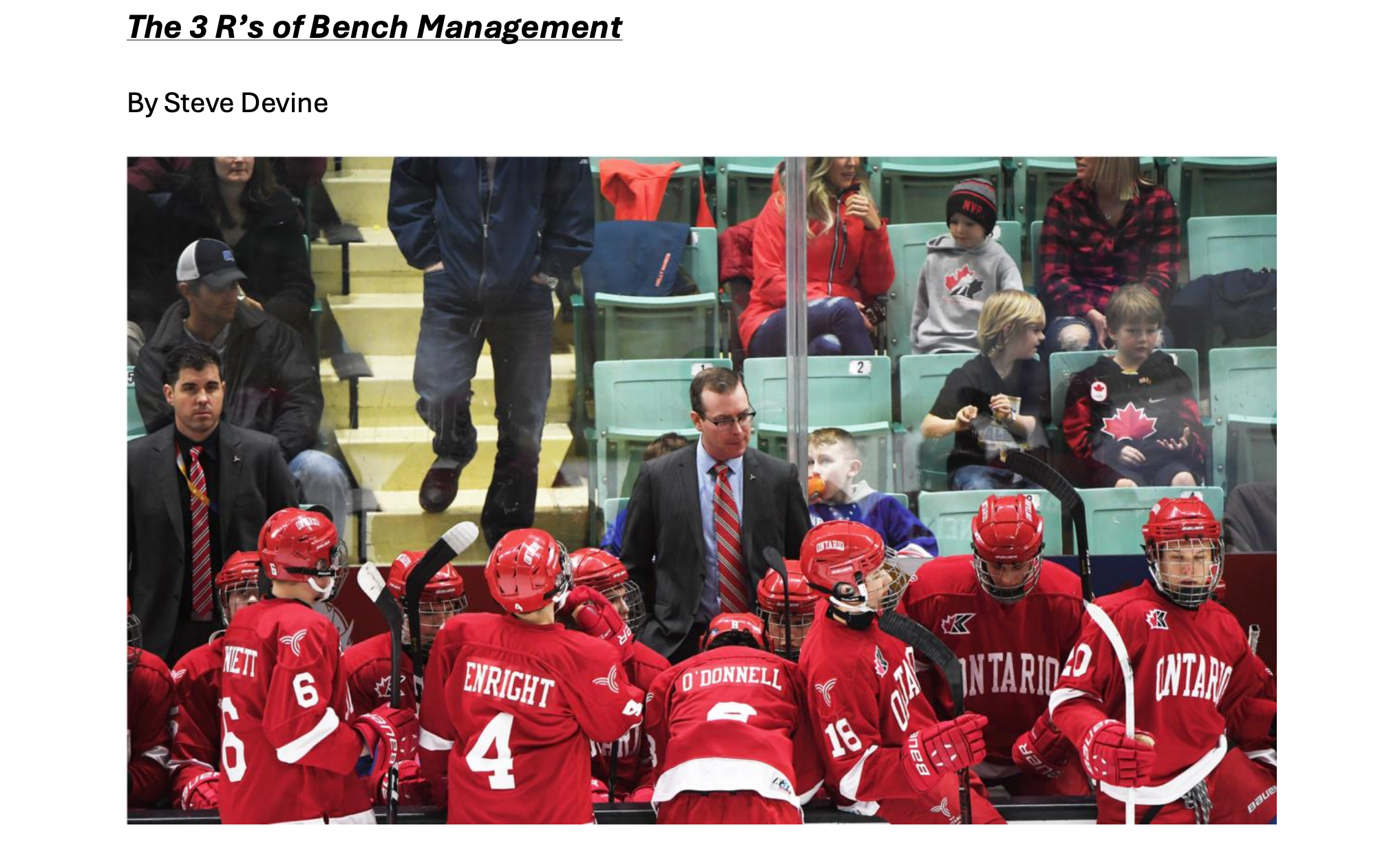 The 3 R’s of Bench Management