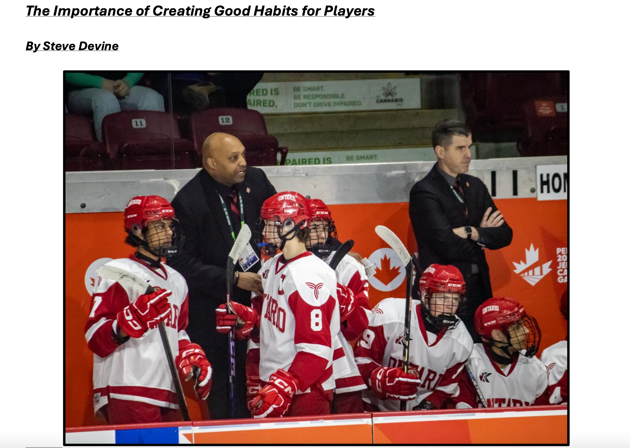 The Importance of Creating Good Habits for Players