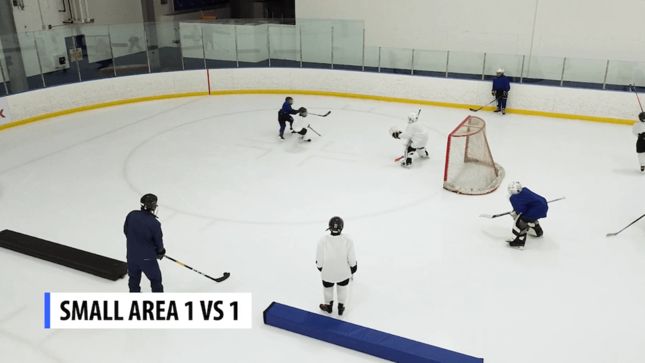 Youth Hockey Practice Drill: Small Area 1v1 - Deception