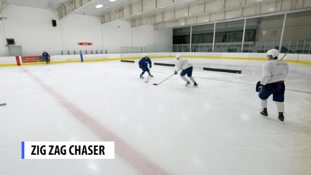 Youth Hockey Practice Drill: Zig Zag Chaser - Backwards