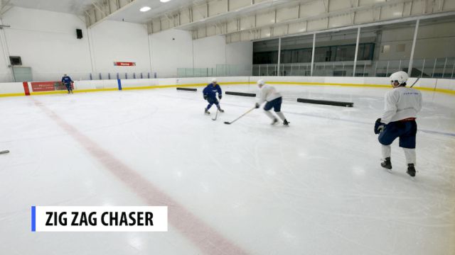 Youth Hockey Practice Drill: Zig Zag Chaser - Backwards